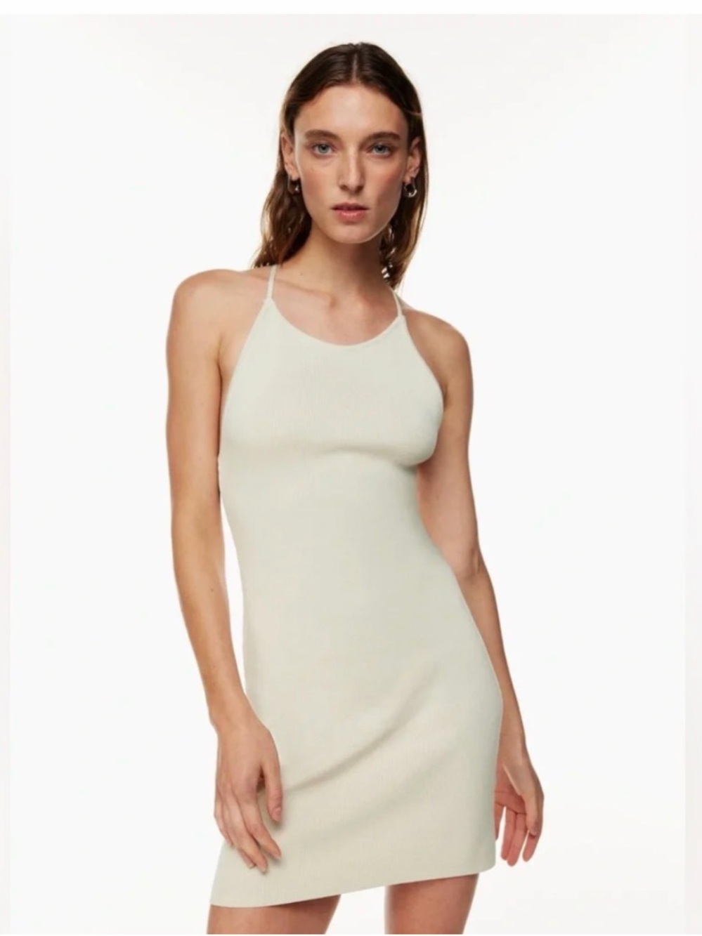 Babaton Halter Ribbed Mini Dress in Cream